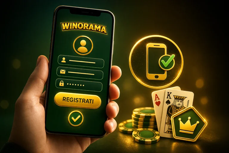 Registrazione Winorama da dispositivo mobile con modulo adattato per smartphone, layout touch-friendly e navigazione semplificata