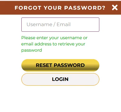 Modulo di recupero password sul sito Winorama per ripristinare l'accesso all'account tramite email registrata